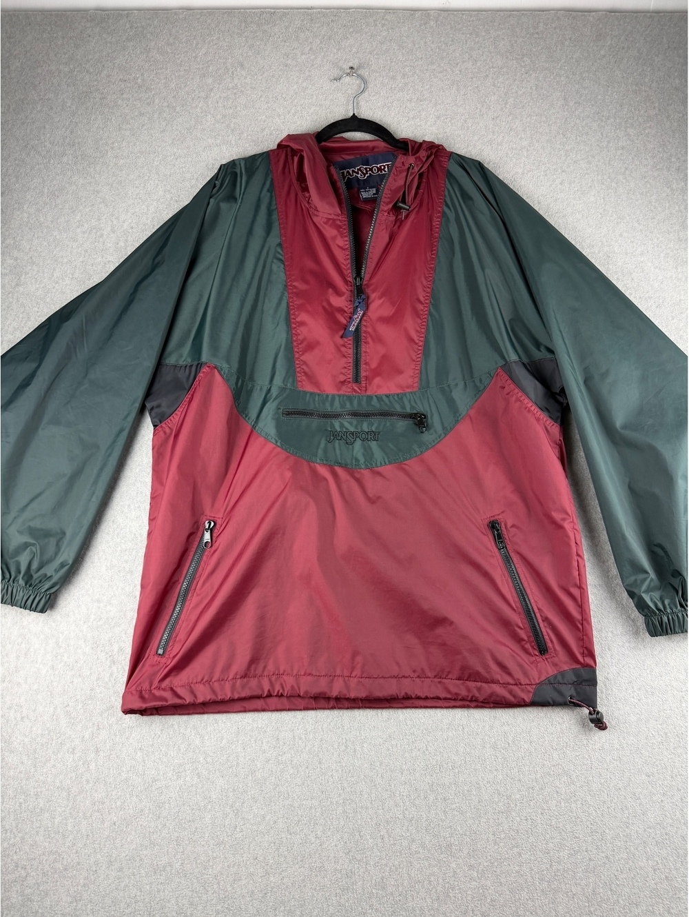 Vintage 90s JanSport Packable Anorak Windbreaker Fanny Pack M Burgundy Green